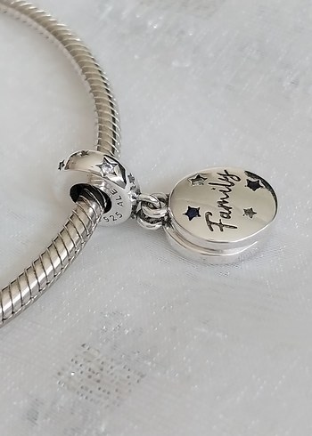  Beden gri Renk Pandora Family Çift Sallantılı Charm