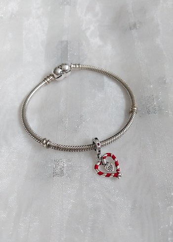 Pandora Çift Baston Şeker Kalpli Charm - Görsel 2