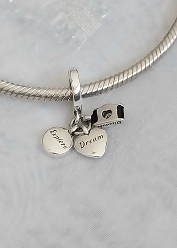 Pandora Kamera Kalp Pusula Üçlü Sallantılı Charm - Görsel 4