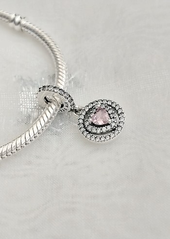 Pandora Çift Haleli Kalp Charm - Görsel 4