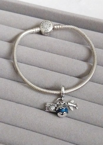 Pandora Uçak Dünya Kamera Seyahat Charm - Görsel 2