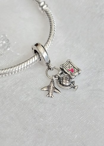 Pandora Uçak Bavul Dünya Seyahat Charm - Görsel 3