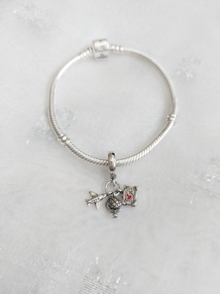 Pandora Uçak Bavul Dünya Seyahat Charm - Görsel 2