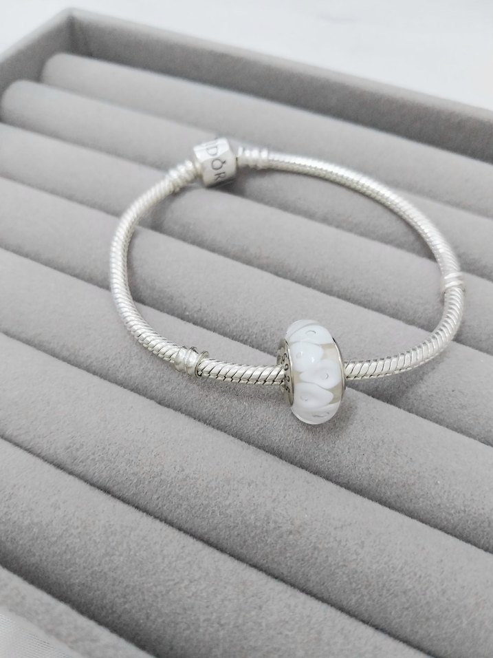 Pandora Beyaz Damla Murano Charm - Görsel 2