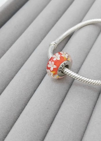 Pandora Turuncu Çiçek Murano Charm - Görsel 3
