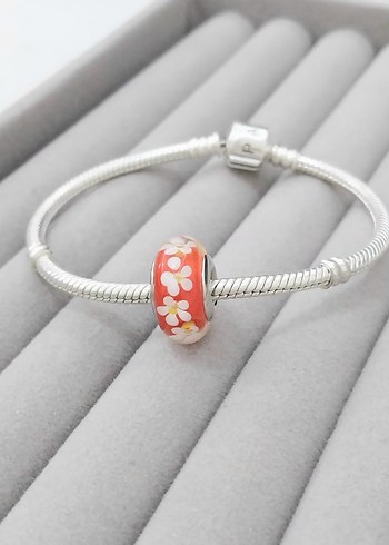 Pandora Turuncu Çiçek Murano Charm - Görsel 2