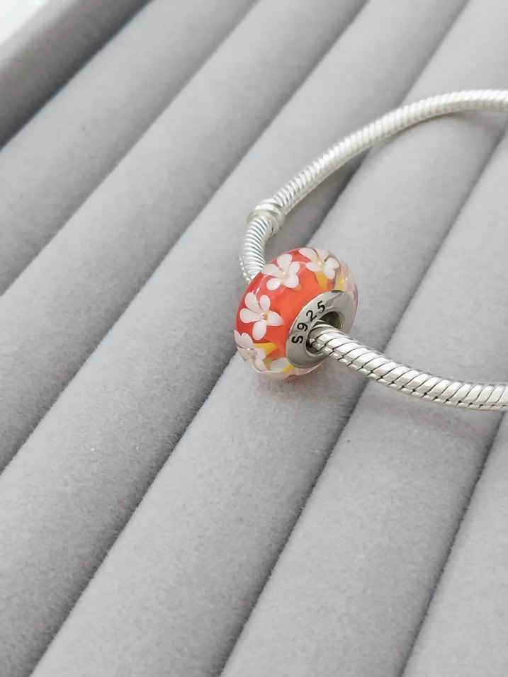 Pandora Turuncu Çiçek Murano Charm - Görsel 3
