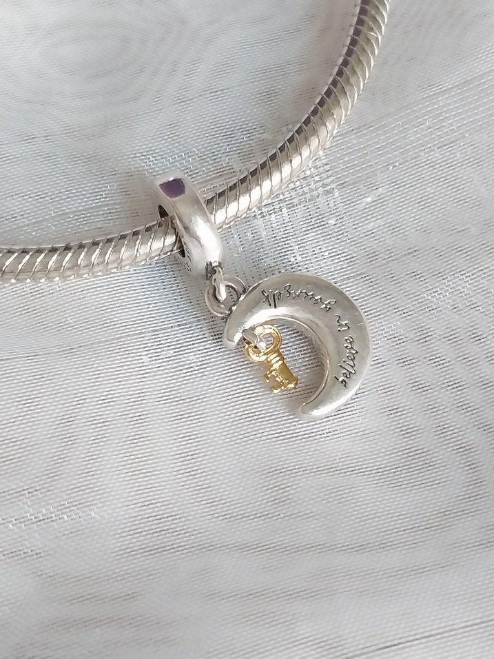 Pandora İki Renkli Anahtar ve Ay Sallantılı Charm - Görsel 4