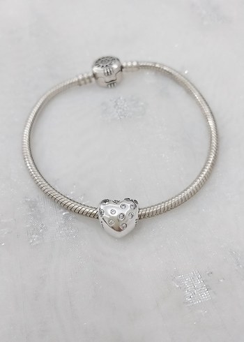 Pandora Şeffaf Taşlı Kalp Charm - Görsel 2