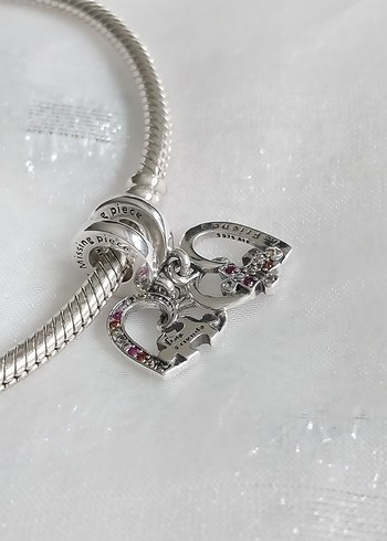 Beden çeşitli Renk Pandora Puzzle Frends İkili Sallantılı Charm