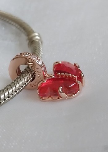 Beden çeşitli Renk Pandora Pembe ve Sarı Murano Camı Kelebek Sallantılı Charm