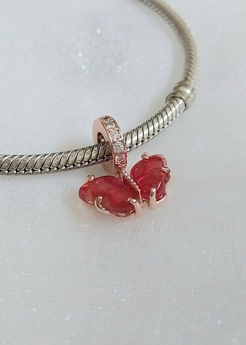 Pandora Pembe ve Sarı Murano Camı Kelebek Sallantılı Charm