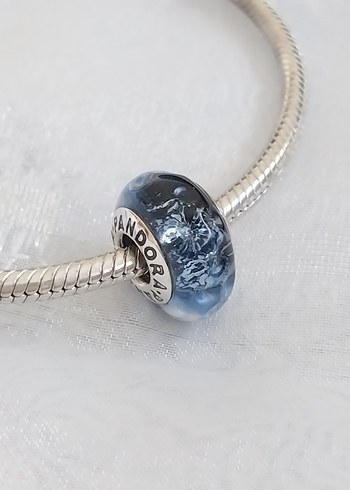 Pandora Dalgalı Koyu Mavi Murano Cam Okyanus Charm
