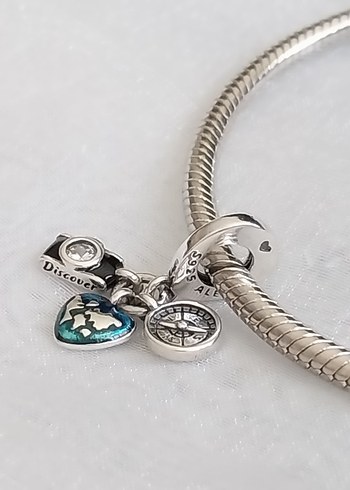 Beden Pandora Kamera Kalp Pusula Üçlü Sallantılı Charm