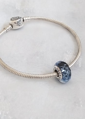 Beden Pandora Dalgalı Koyu Mavi Murano Cam Okyanus Charm