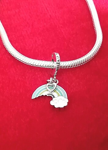 Gökkuşağı Bulut Kalp Charm