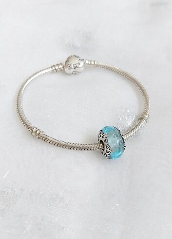 Pandora Buz Mavisi Kar Tanesi Murano Charm 