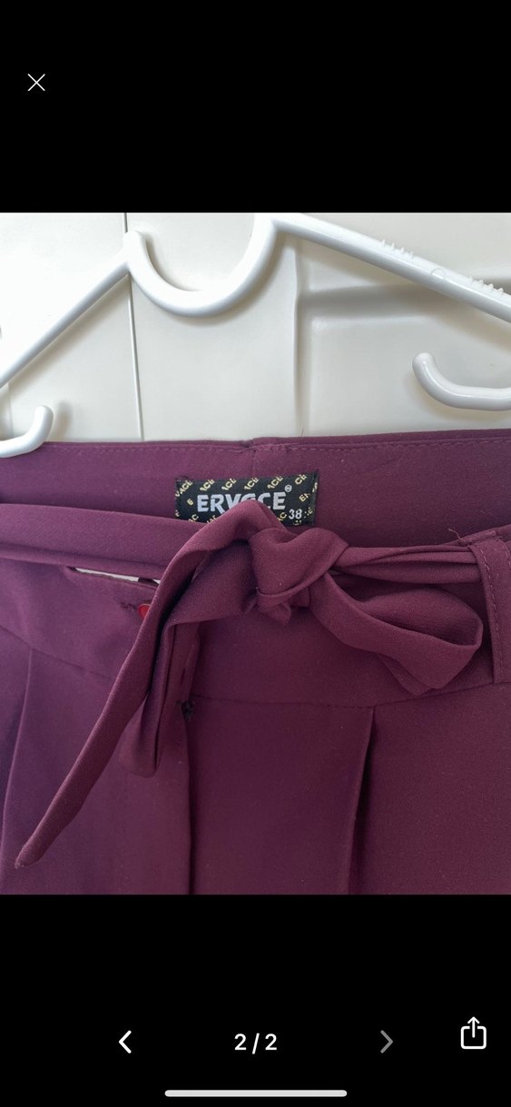 Mürdüm Kumaş Pantolon - Görsel 2