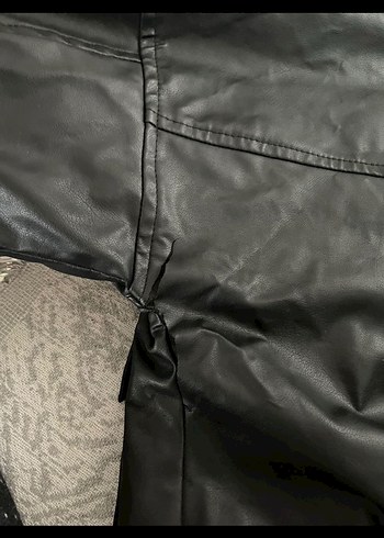 Gri Kapüşonlu Deri Ceket - Görsel 6