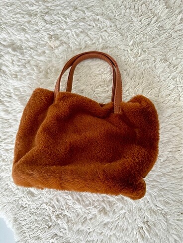 Mini Peluş Kahverengi Çanta