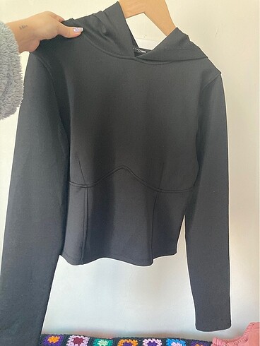 Zara Siyah korsajlı sweatshirt