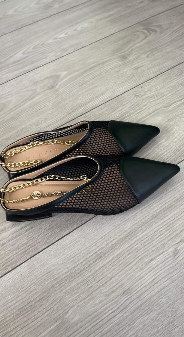 Zincir Detaylı Siyah Stiletto Kadın Babet - Görsel 2