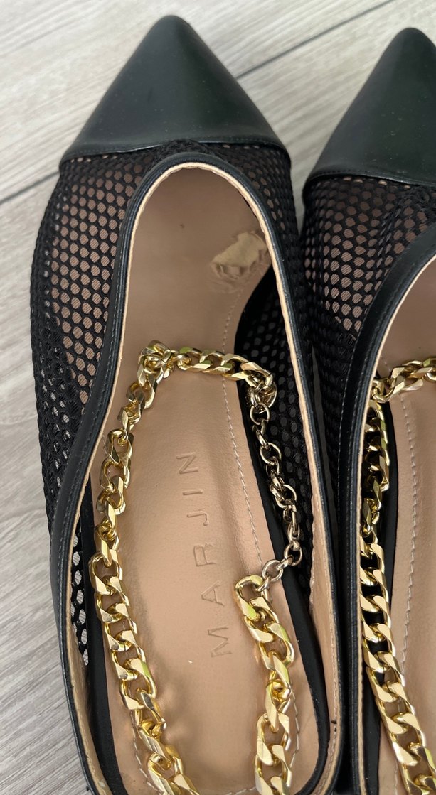 Zincir Detaylı Siyah Stiletto Kadın Babet - Görsel 3