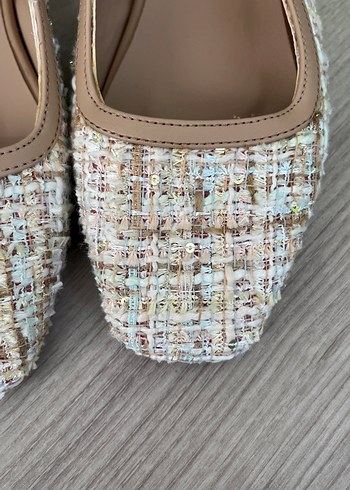 Bej Tokalı Blok Topuk Kadın Babet - Görsel 2