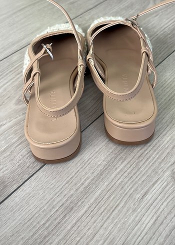 Bej Tokalı Blok Topuk Kadın Babet - Görsel 4