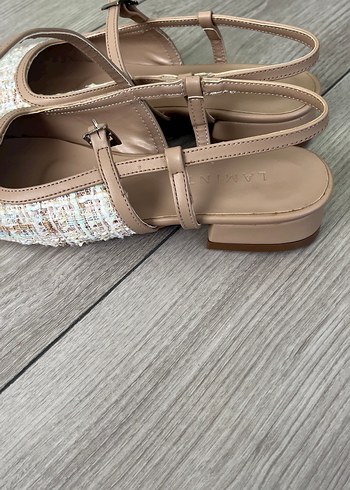 Bej Tokalı Blok Topuk Kadın Babet - Görsel 3