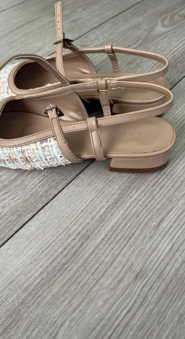 Bej Tokalı Blok Topuk Kadın Babet - Görsel 3