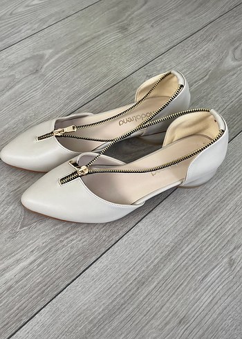 Bej Deri Stiletto Topuklu Kadın Ayakkabı - Görsel 2