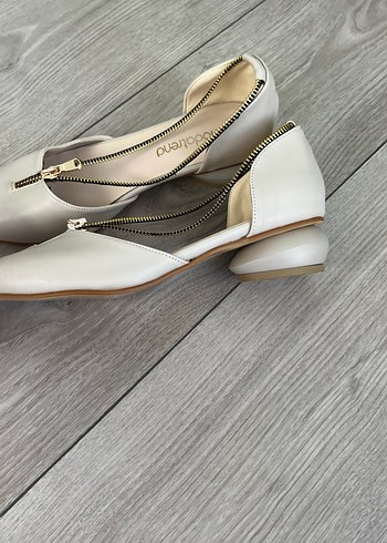 Bej Deri Stiletto Topuklu Kadın Ayakkabı - Görsel 3