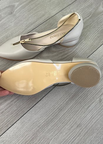 Bej Deri Stiletto Topuklu Kadın Ayakkabı - Görsel 4