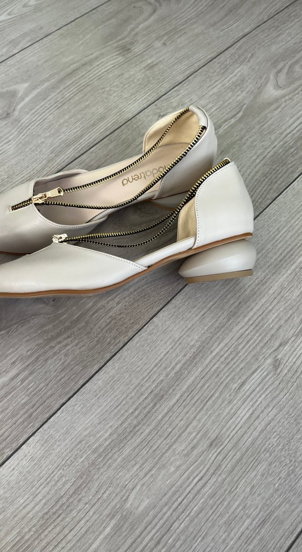 Bej Deri Stiletto Topuklu Kadın Ayakkabı - Görsel 3