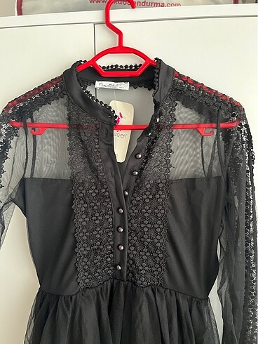 Siyah abiye tül detaylı - Görsel 2