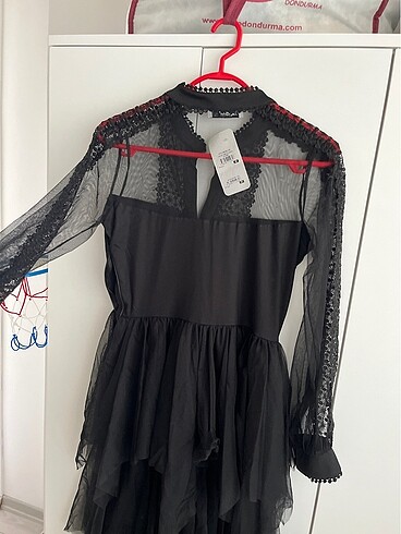 Siyah abiye tül detaylı - Görsel 4