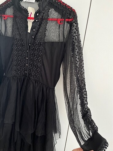 Siyah abiye tül detaylı - Görsel 3