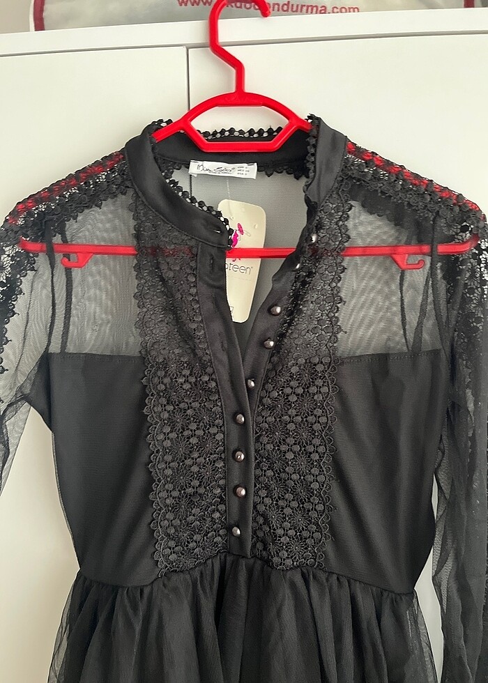 Siyah abiye tül detaylı - Görsel 2