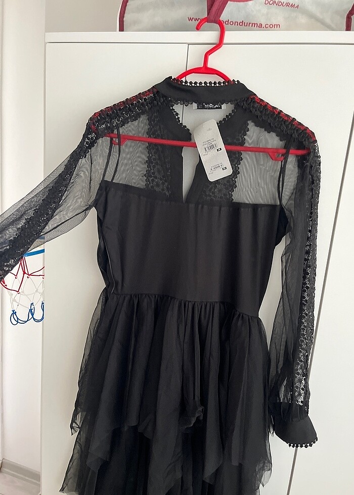 Siyah abiye tül detaylı - Görsel 4