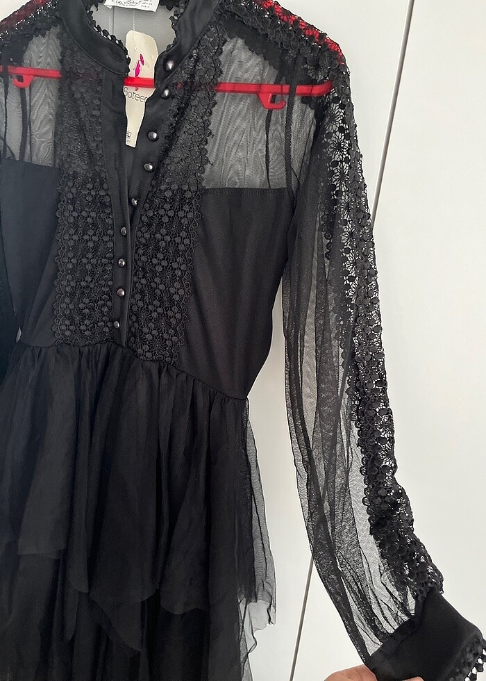 Siyah abiye tül detaylı - Görsel 3