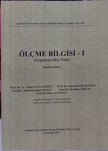 Ölçme bilgisi 1 ve Ölçme bilgisi 1 uygulama ders kitapları