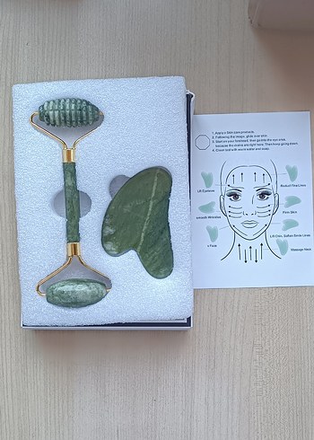 %100 Yeşim Rulo Seti Gua Sha Masaj Taşı - Görsel 5
