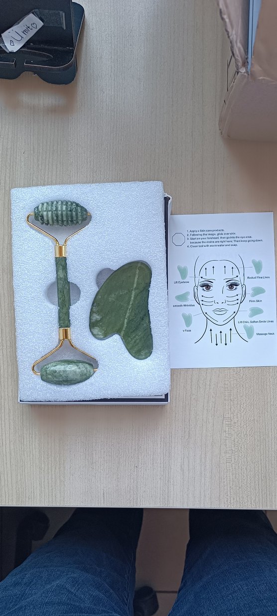 %100 Yeşim Rulo Seti Gua Sha Masaj Taşı - Görsel 5