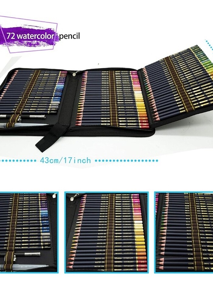 Profesyonel 72 Renk Suluboya Kalemleri  - Görsel 3