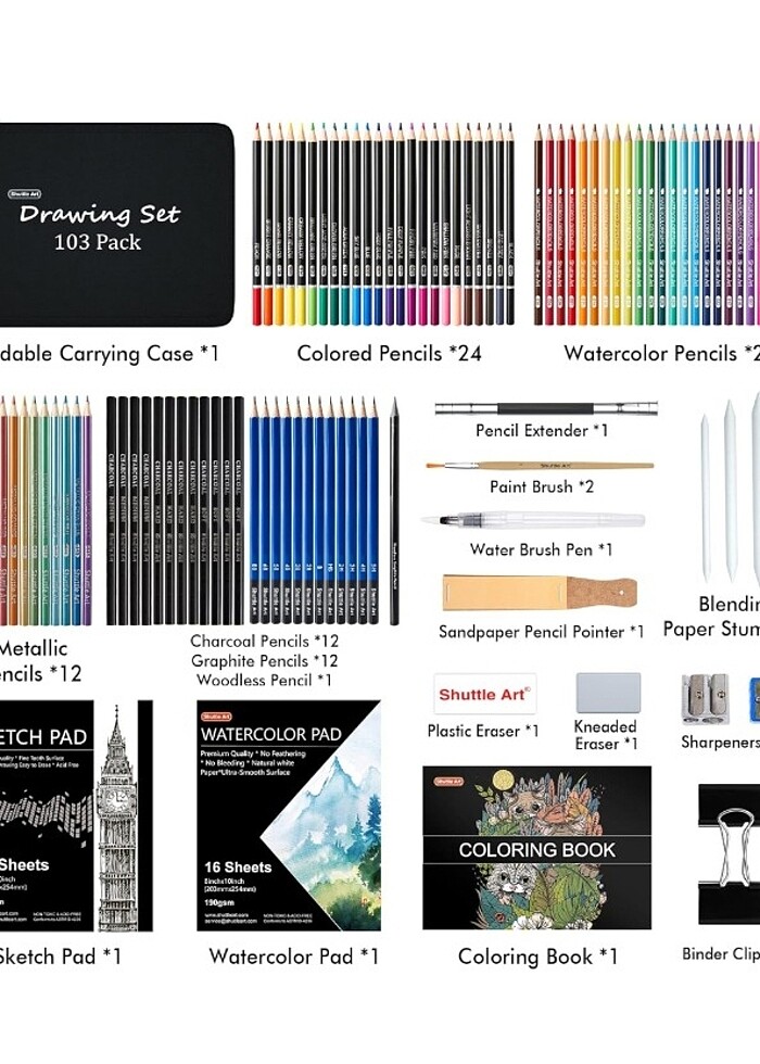 Profesyonel 103 Parça Boyama&Çizim Seti - Görsel 4