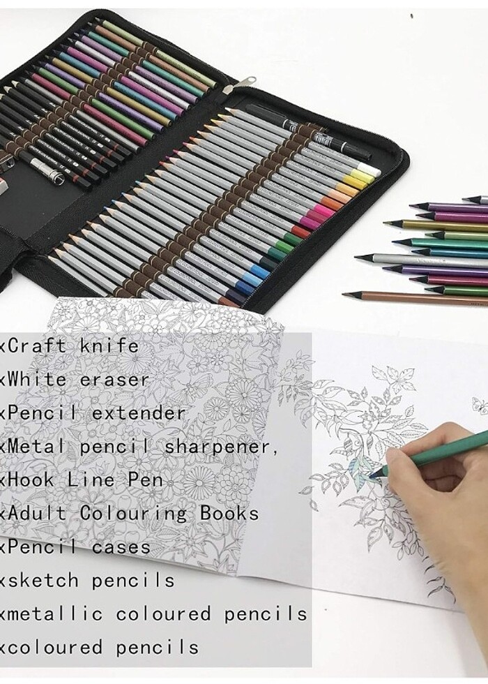 48 Parça Boyama & Eskiz Kalemleri Seti  - Görsel 2