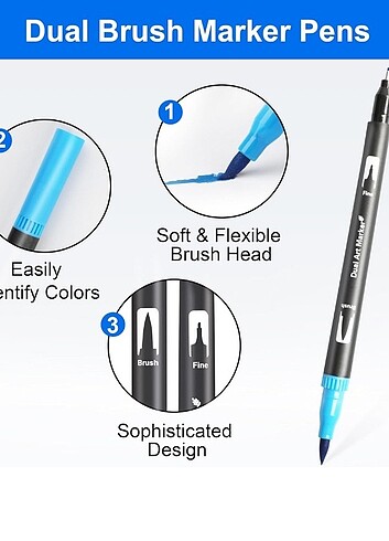 Çift Taraflı, 120 Renk, Keçeli Boya Seti - Görsel 7