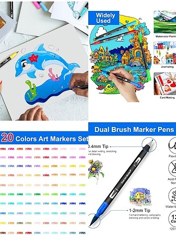 Çift Taraflı, 120 Renk, Keçeli Boya Seti - Görsel 8