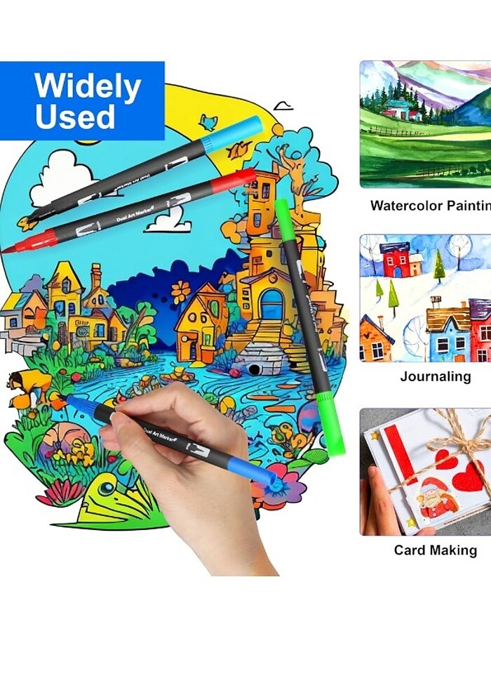 Çift Taraflı, 120 Renk, Keçeli Boya Seti - Görsel 5